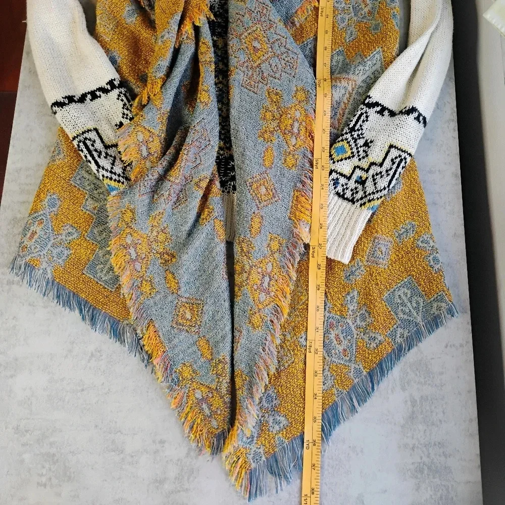 Desigual Drape Cardigan Womens Medium Aztec Southwestern Boho‎ Open Front Artsy